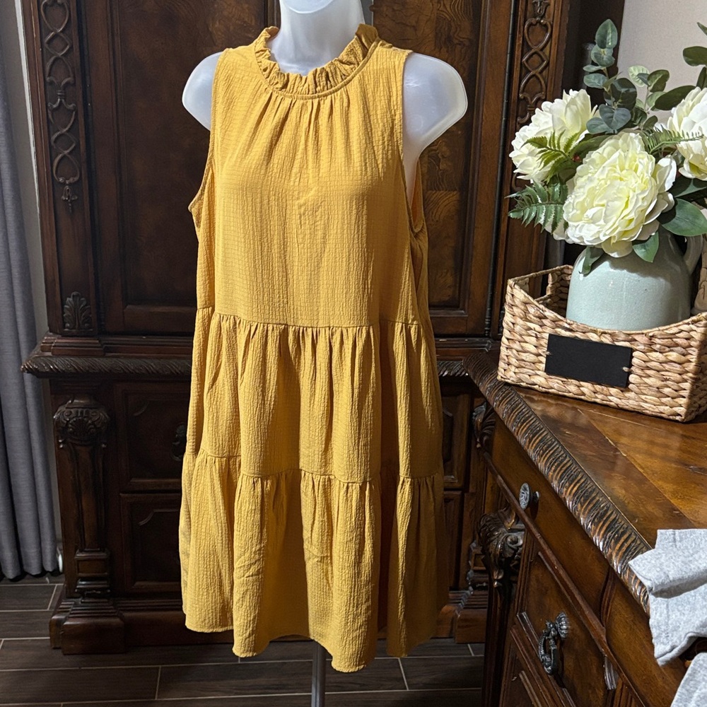 Calvin Klein Collection Mustard Sleeveless Mini Dress